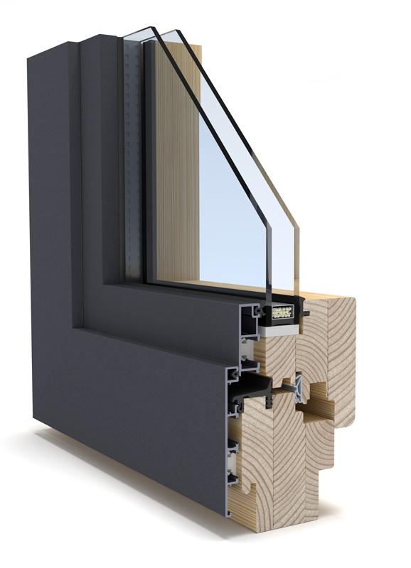 profil okna drewniano – aluminiowego 